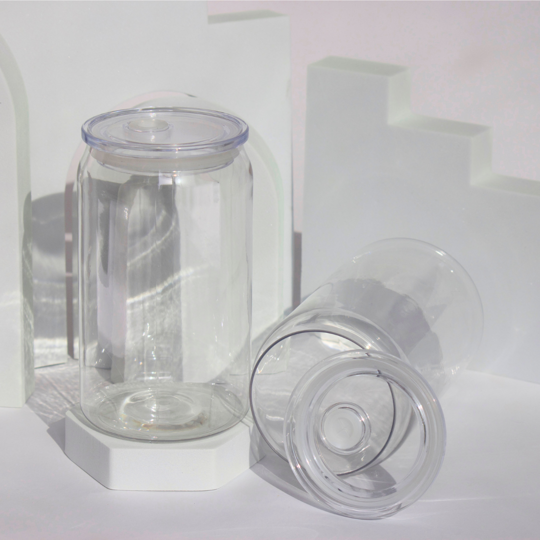 16oz Jelly Plastic Can Drinkware with pp lid and straw