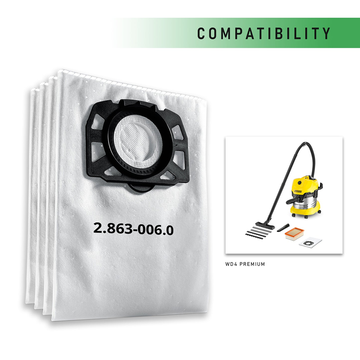 VACUUM CLEANER FLEECE FILTER BAG COMPATIBLE W/ KARCHER