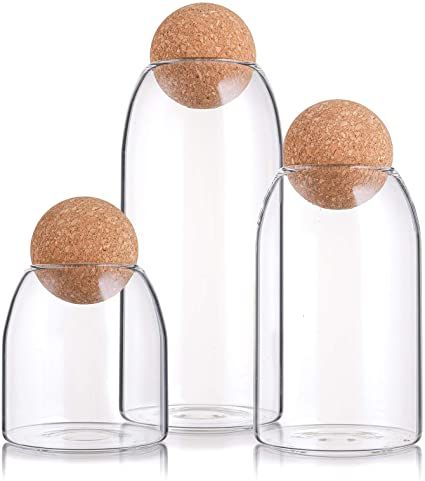 3 pcs. glass bottle with cork ball lid