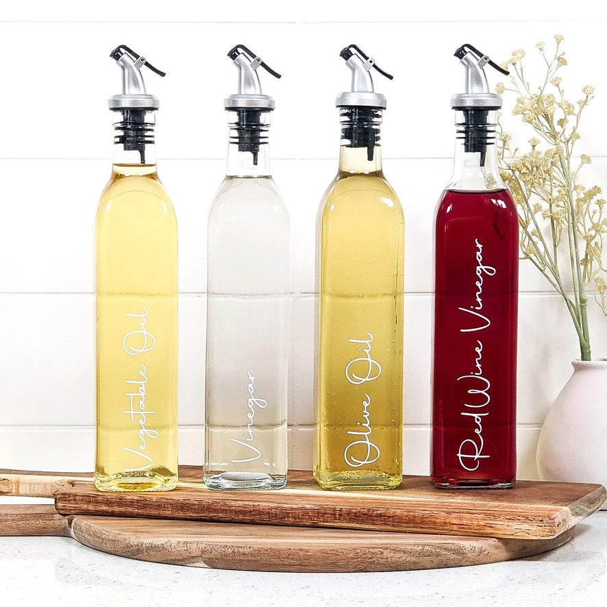 LIQUID BOTTLE WITH POURER - GLASS 500ML SET OF 4
